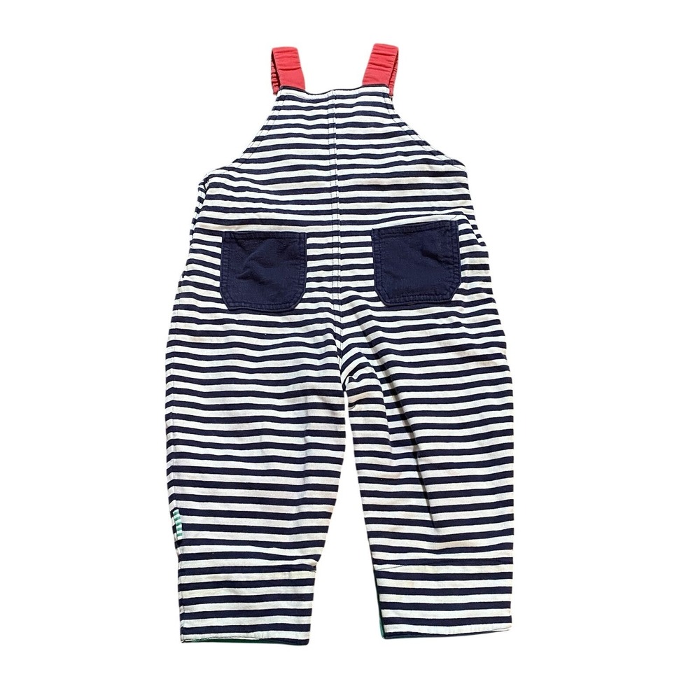 Vintage Gymboree Rainbow Tag Baby Nautical Stripe Ship Ahoy Overalls 6-12 Months - Picture 2 of 7